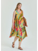 Boat Neck Loose Cut Yellow Plus Size Dress 4667